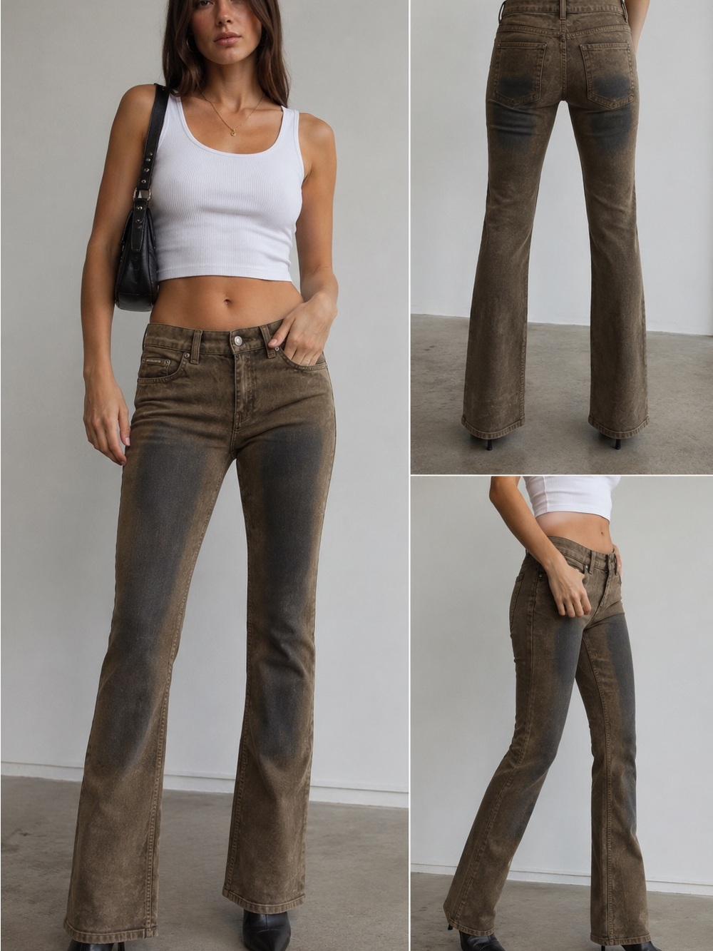 DKNY Jeans Olive Green & Blue Wash Bootcut Jeans | Size 5